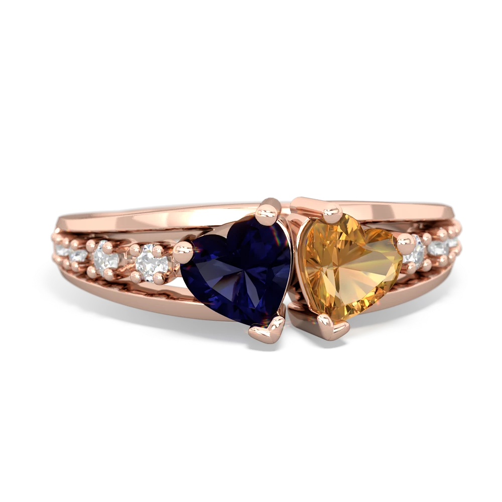 Sapphire Heart To Heart 14K Rose Gold ring R3342