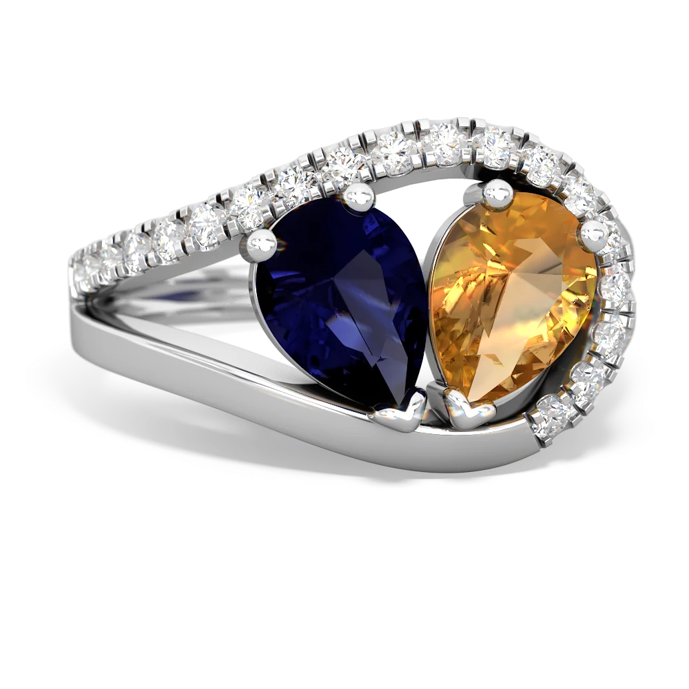 Sapphire Nestled Heart Keepsake 14K White Gold ring R5650