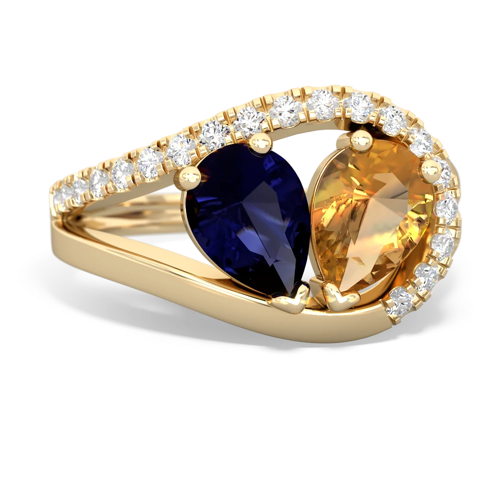 Sapphire Nestled Heart Keepsake 14K Yellow Gold ring R5650