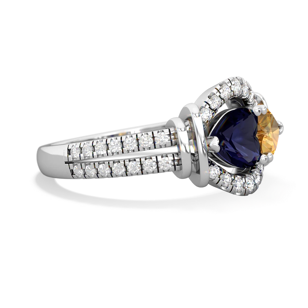 Sapphire Art-Deco Keepsake 14K White Gold ring R5630