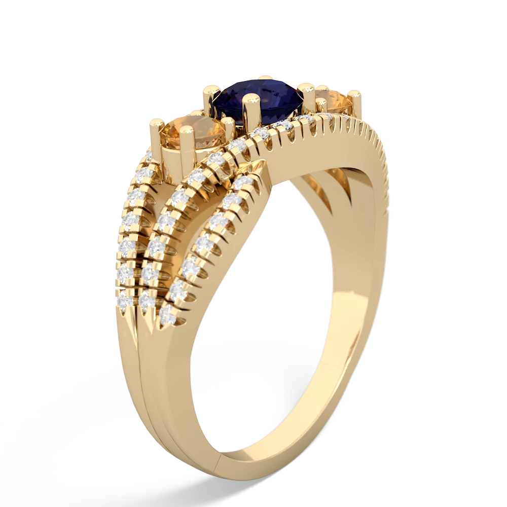 Sapphire Three Stone Aurora 14K Yellow Gold ring R3080