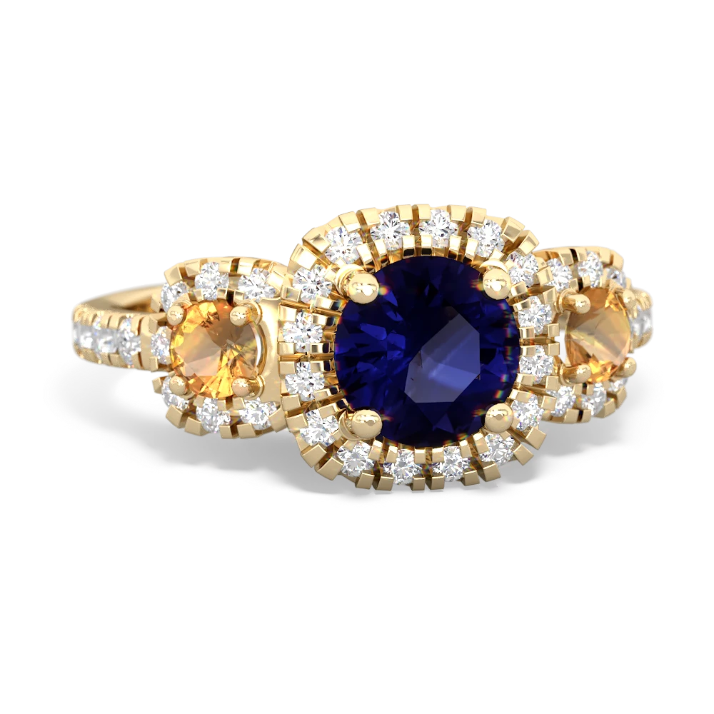 Sapphire Regal Halo 14K Yellow Gold ring R5350