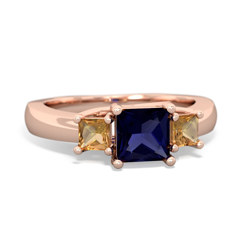 Sapphire Three Stone Trellis 14K Rose Gold ring R4015