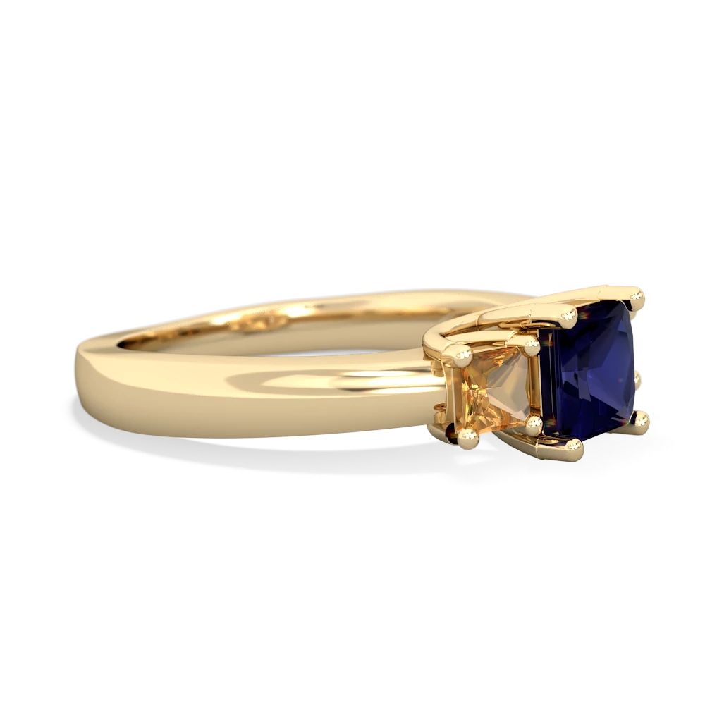 Sapphire Three Stone Trellis 14K Yellow Gold ring R4015