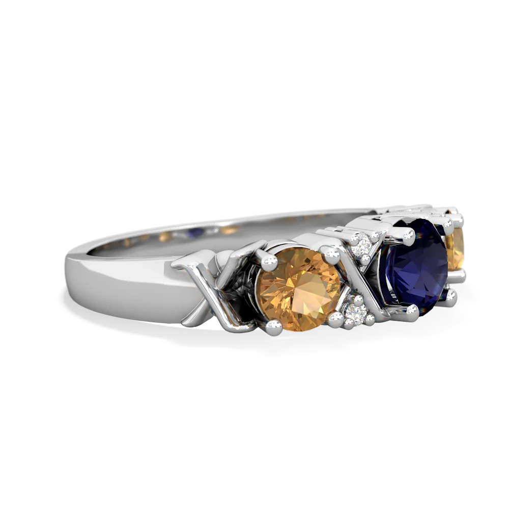 Sapphire Hugs And Kisses 14K White Gold ring R5016