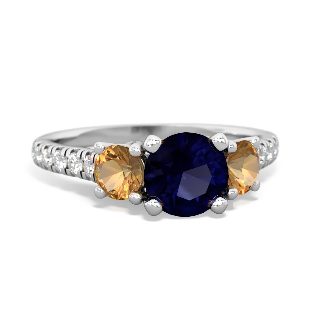 Sapphire Pave Trellis 14K White Gold ring R5500