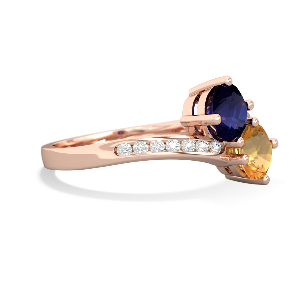 Sapphire Channel Set Two Stone 14K Rose Gold ring R5303