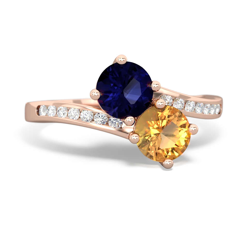 Sapphire Channel Set Two Stone 14K Rose Gold ring R5303