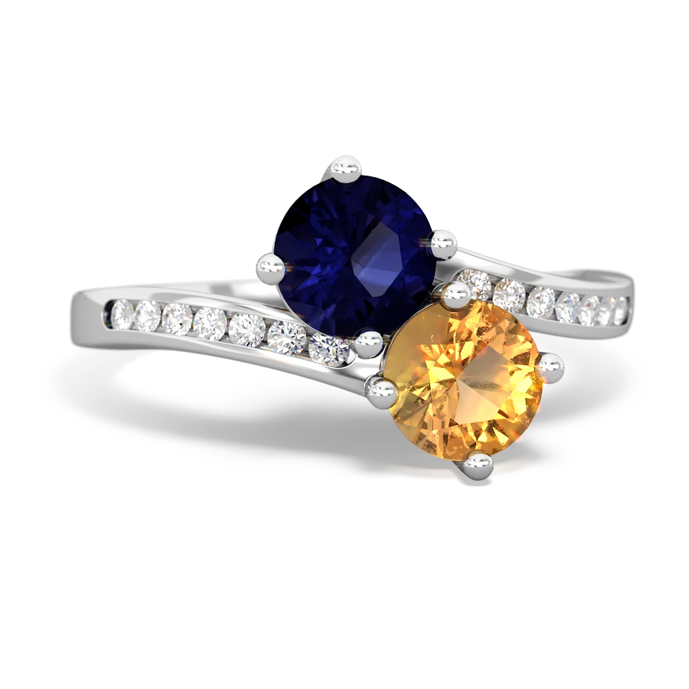 Sapphire Channel Set Two Stone 14K White Gold ring R5303