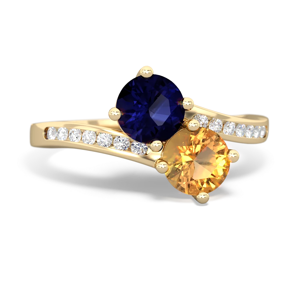 Sapphire Channel Set Two Stone 14K Yellow Gold ring R5303