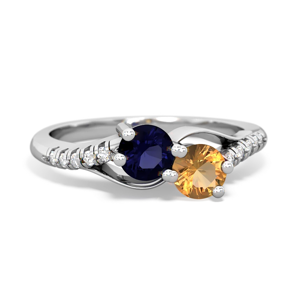 Sapphire Infinity Pave Two Stone 14K White Gold ring R5285