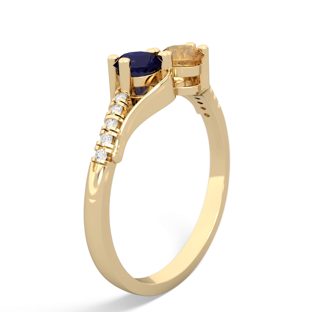 Sapphire Infinity Pave Two Stone 14K Yellow Gold ring R5285