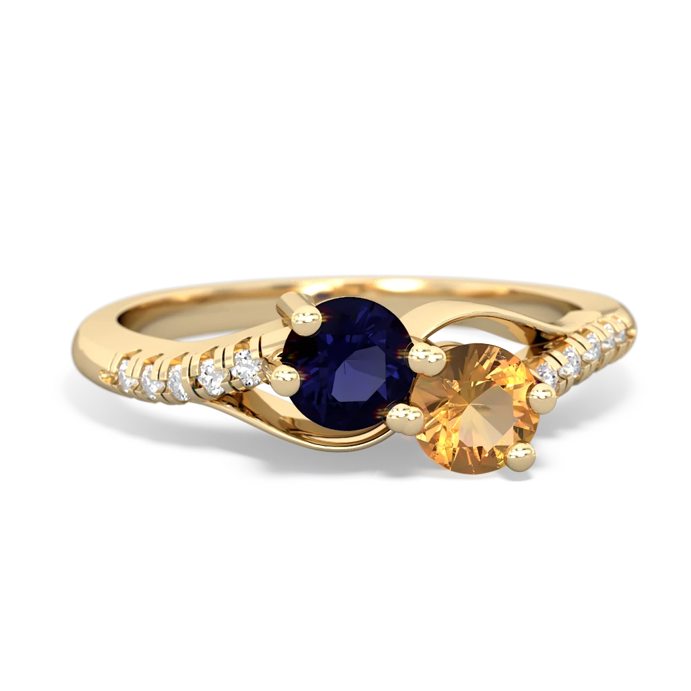 Sapphire Infinity Pave Two Stone 14K Yellow Gold ring R5285