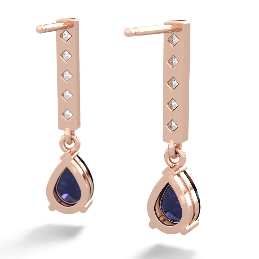 Sapphire Art Deco Diamond Drop 14K Rose Gold earrings E5324