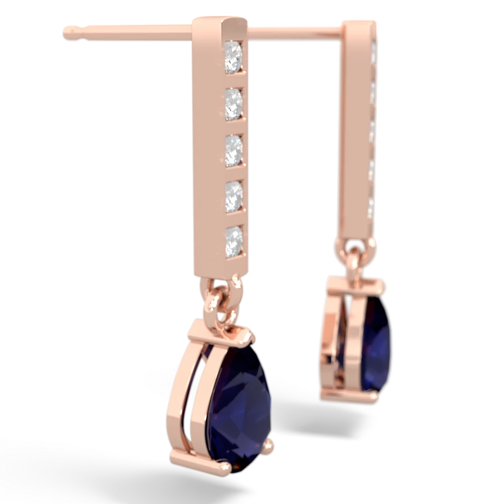Sapphire Art Deco Diamond Drop 14K Rose Gold earrings E5324