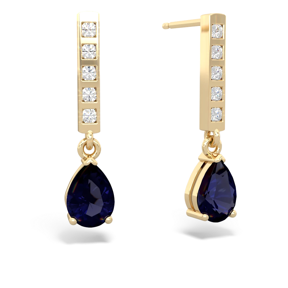 Sapphire drop earrings yellow gold on sale