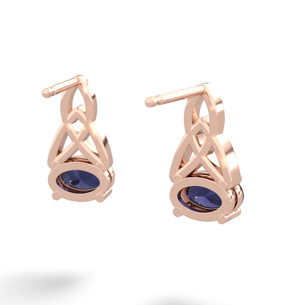 Sapphire Celtic Trinity Knot 14K Rose Gold earrings E2389