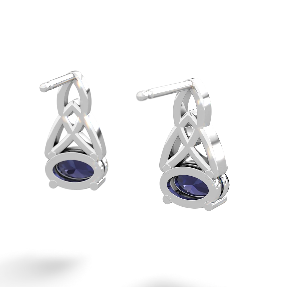 Sapphire Celtic Trinity Knot 14K White Gold earrings E2389