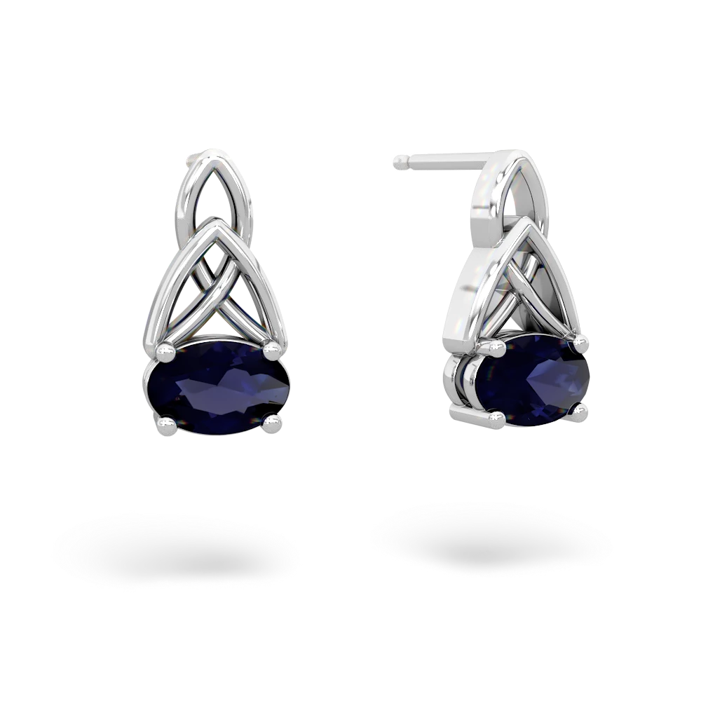 Sapphire Celtic Trinity Knot 14K White Gold earrings E2389