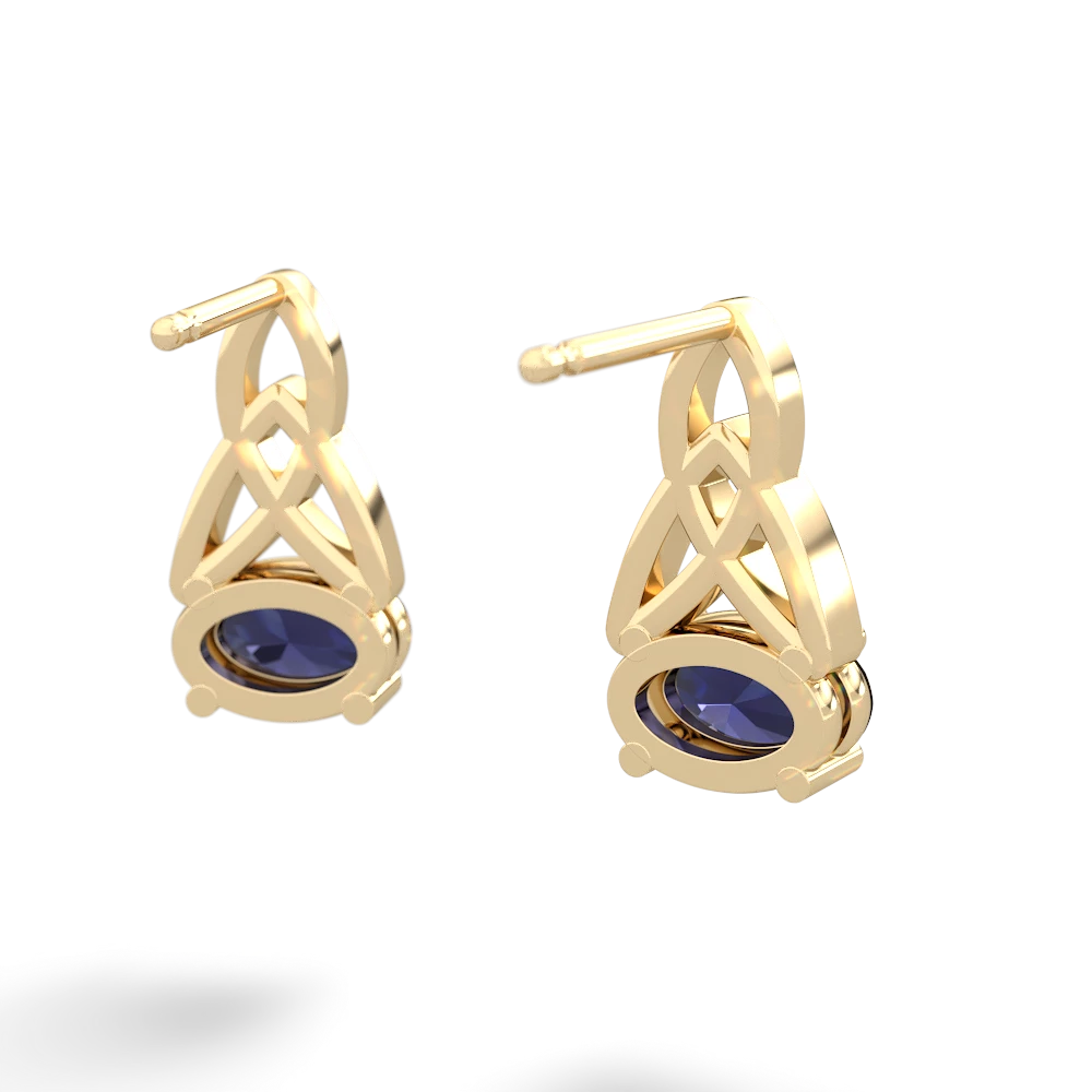 Sapphire Celtic Trinity Knot 14K Yellow Gold earrings E2389