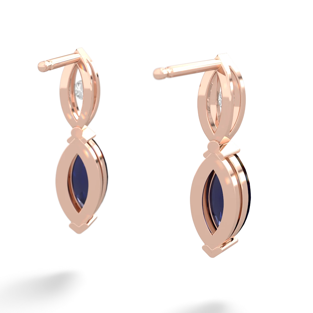 Sapphire Marquise Drop 14K Rose Gold earrings E5333