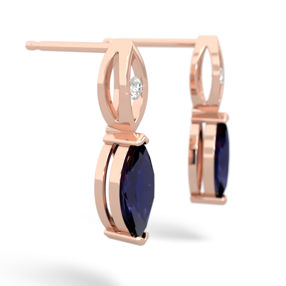 Sapphire Marquise Drop 14K Rose Gold earrings E5333