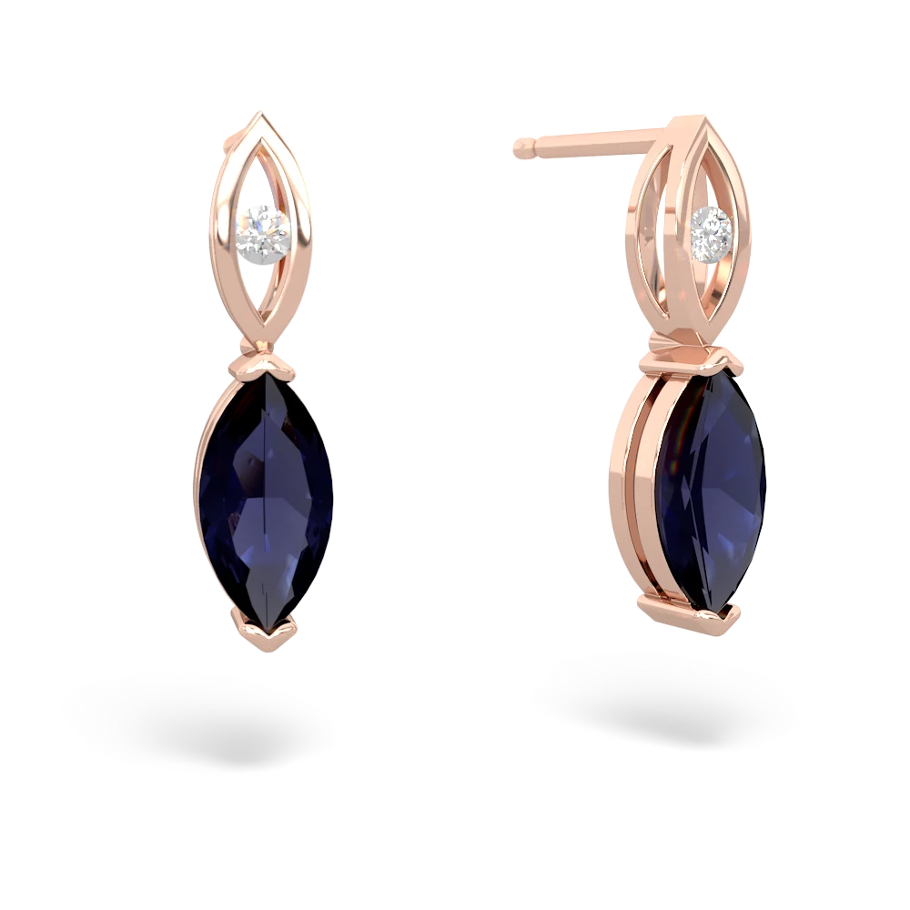 Sapphire Marquise Drop 14K Rose Gold earrings E5333