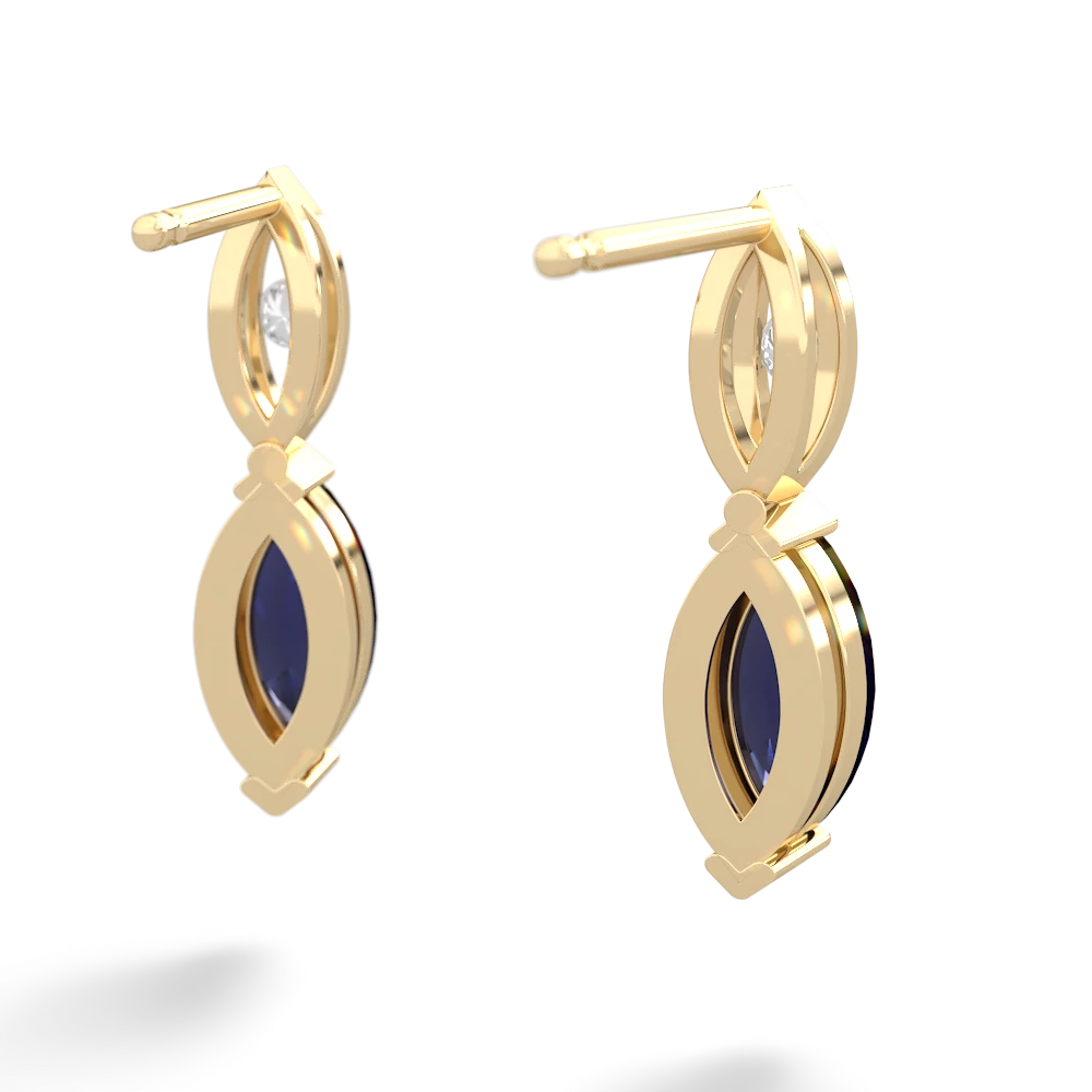 Sapphire Marquise Drop 14K Yellow Gold earrings E5333