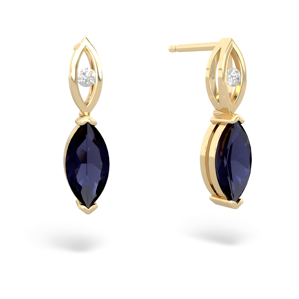 Sapphire Marquise Drop 14K Yellow Gold earrings E5333