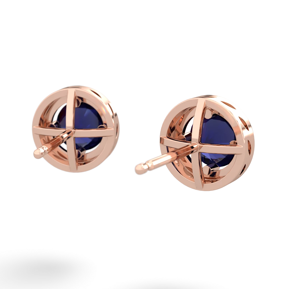 Sapphire Halo 14K Rose Gold earrings E5320