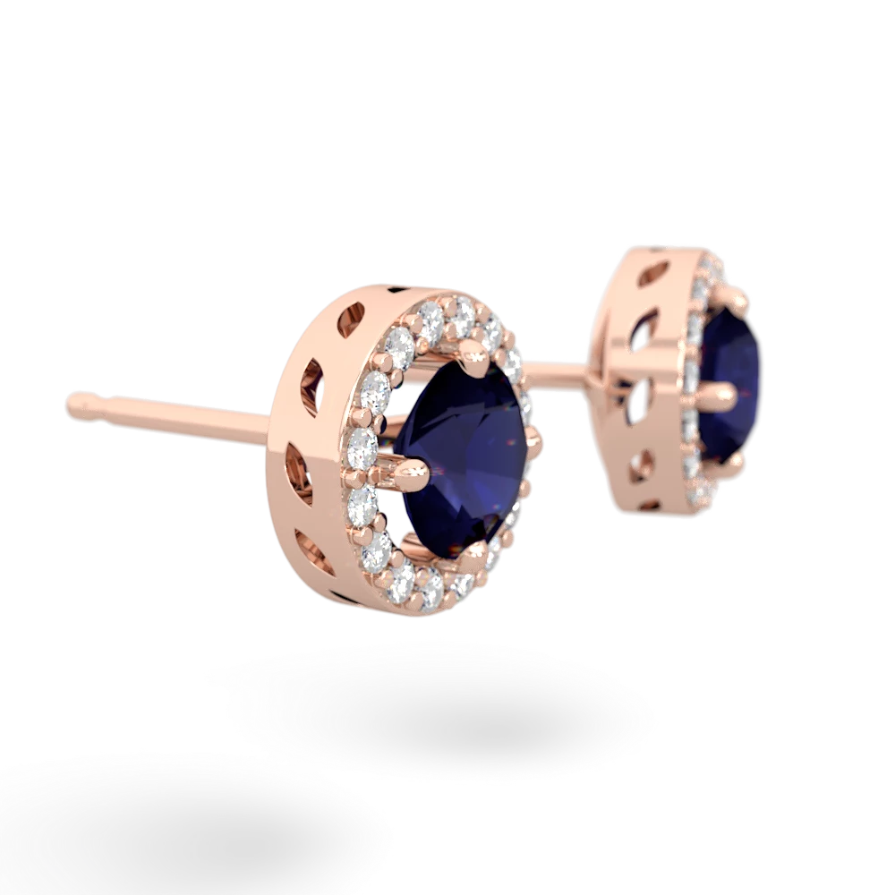 Sapphire Halo 14K Rose Gold earrings E5320