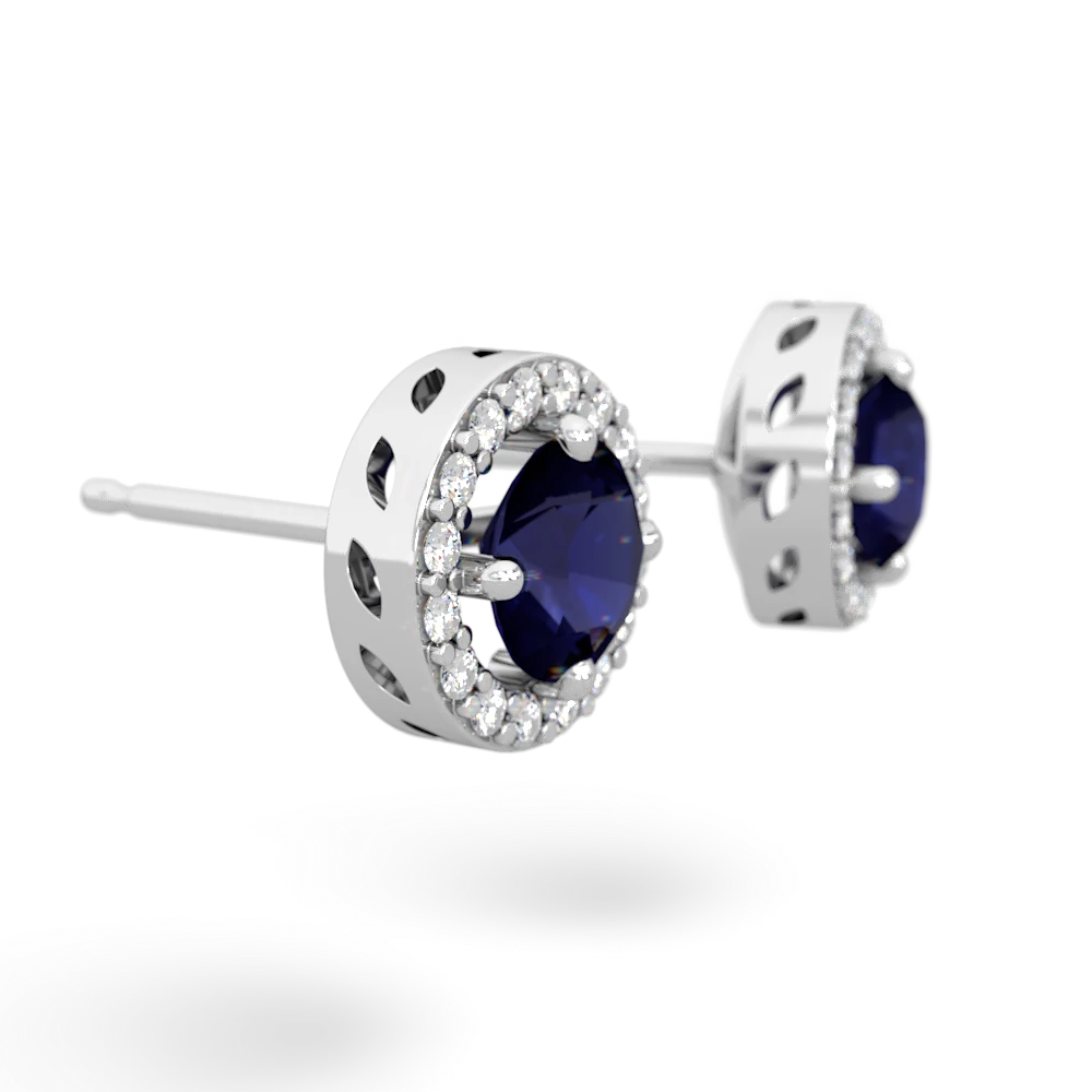 Sapphire Halo 14K White Gold earrings E5320