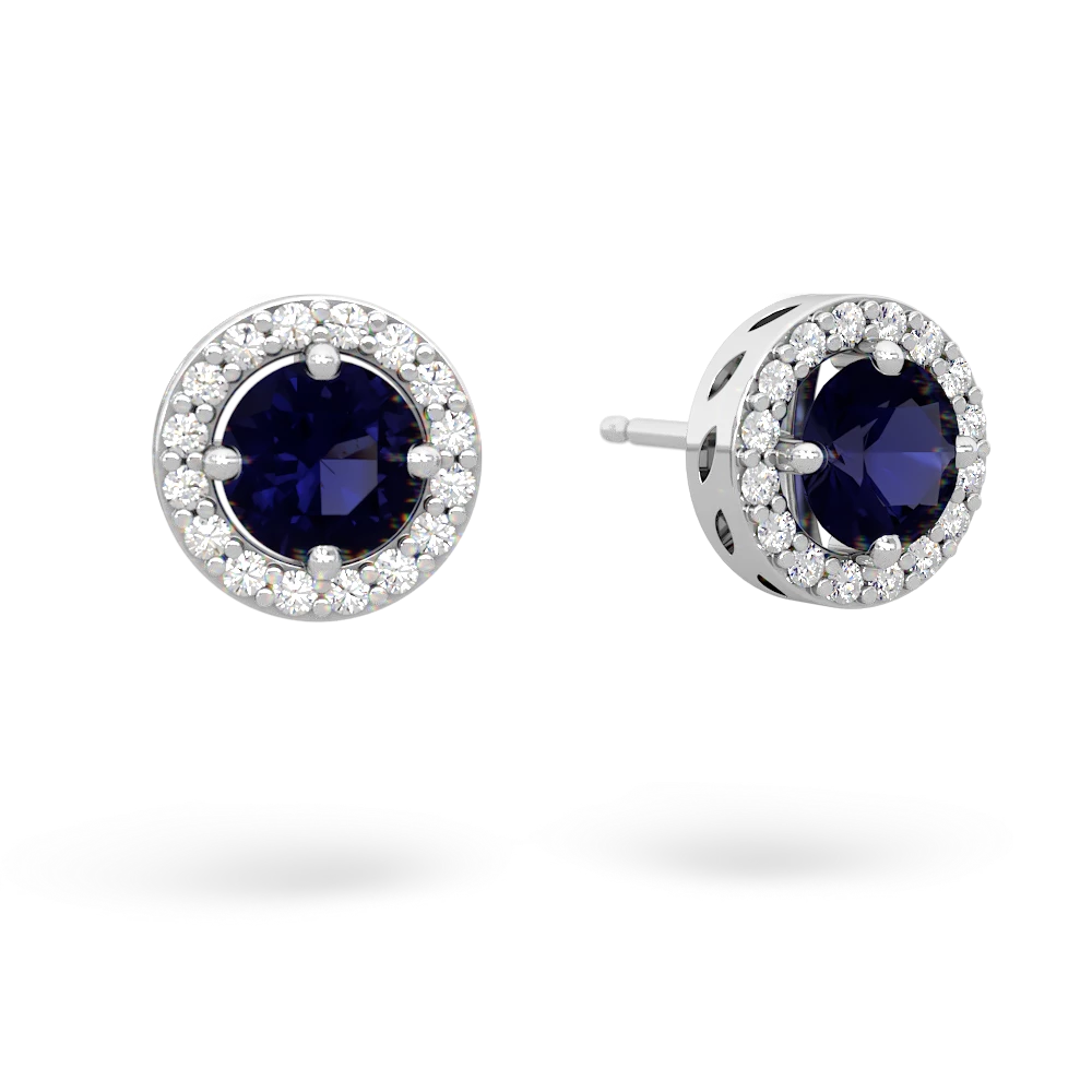 Sapphire Halo 14K White Gold earrings E5320