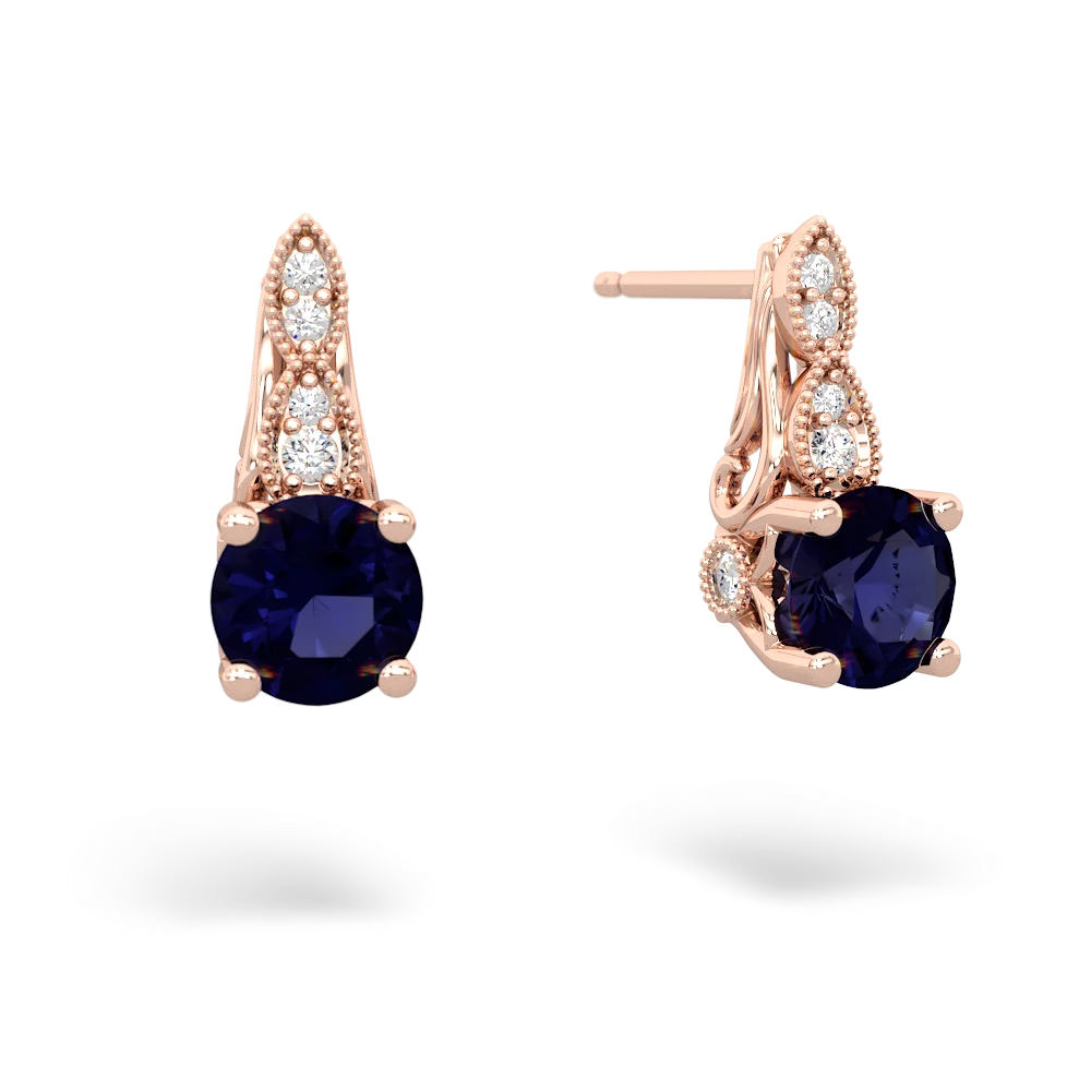 Sapphire Antique Elegance 14K Rose Gold earrings E3100