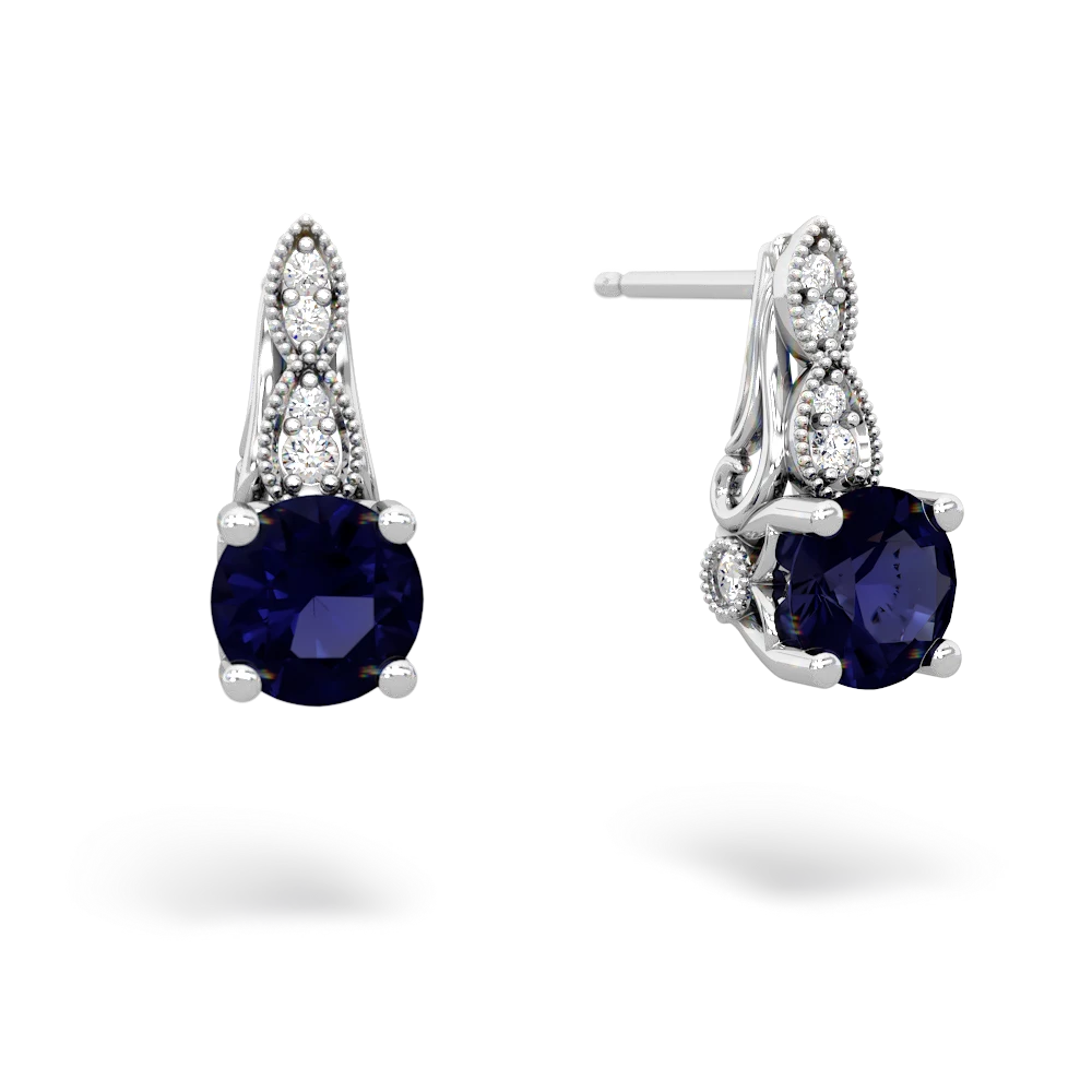 Sapphire Antique Elegance 14K White Gold earrings E3100