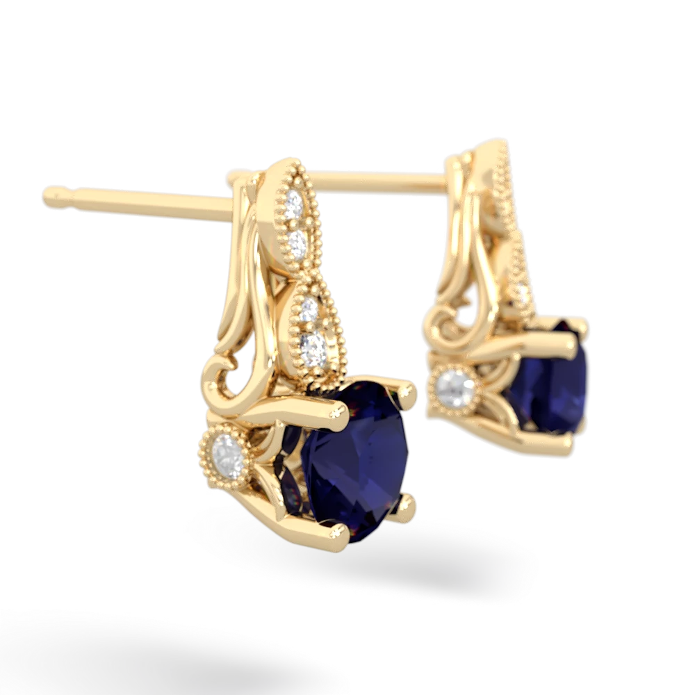 Sapphire Antique Elegance 14K Yellow Gold earrings E3100