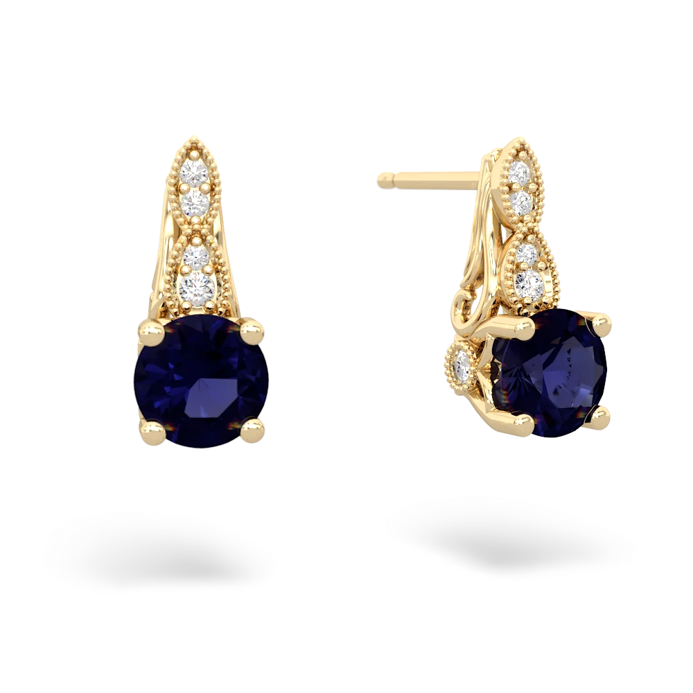 Sapphire Antique Elegance 14K Yellow Gold earrings E3100