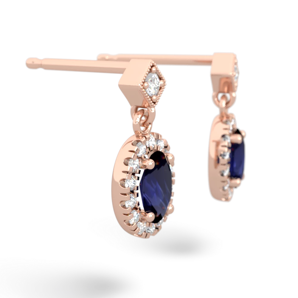 Sapphire Antique-Style Halo 14K Rose Gold earrings E5720