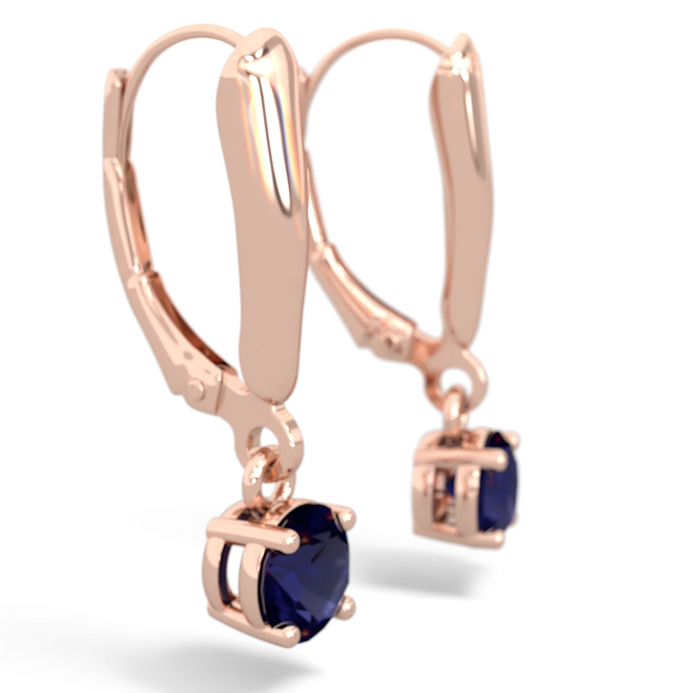 Sapphire 5Mm Round Lever Back 14K Rose Gold earrings E2785