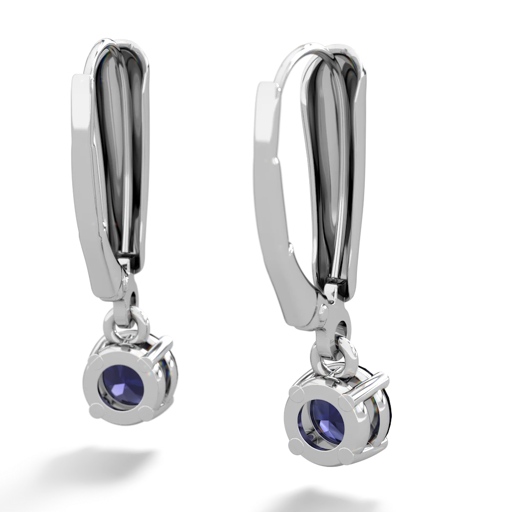 Sapphire 5Mm Round Lever Back 14K White Gold earrings E2785