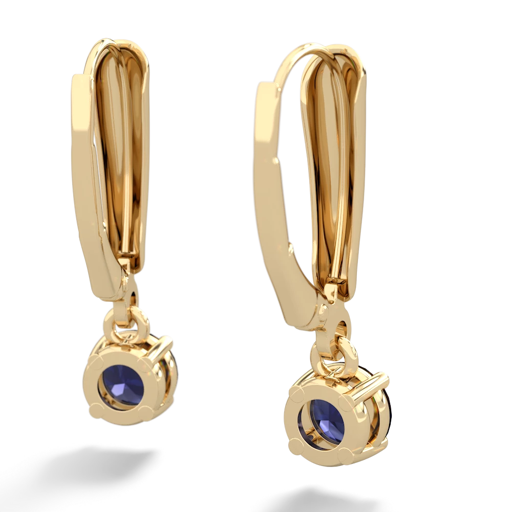 Sapphire 5Mm Round Lever Back 14K Yellow Gold earrings E2785