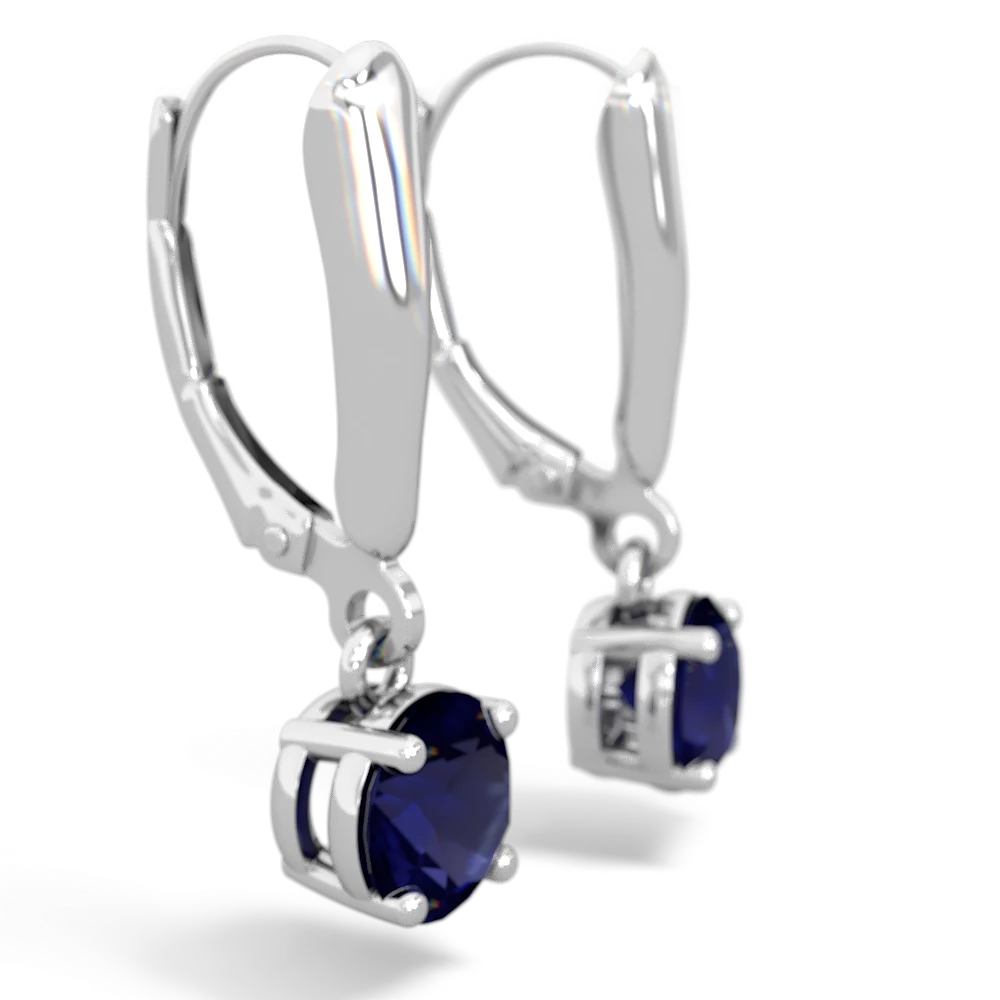 Sapphire 6Mm  Round Lever Back 14K White Gold earrings E2786