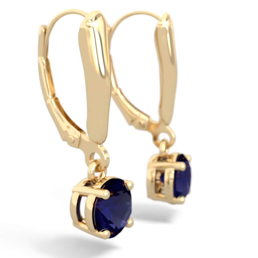 Sapphire 6Mm  Round Lever Back 14K Yellow Gold earrings E2786