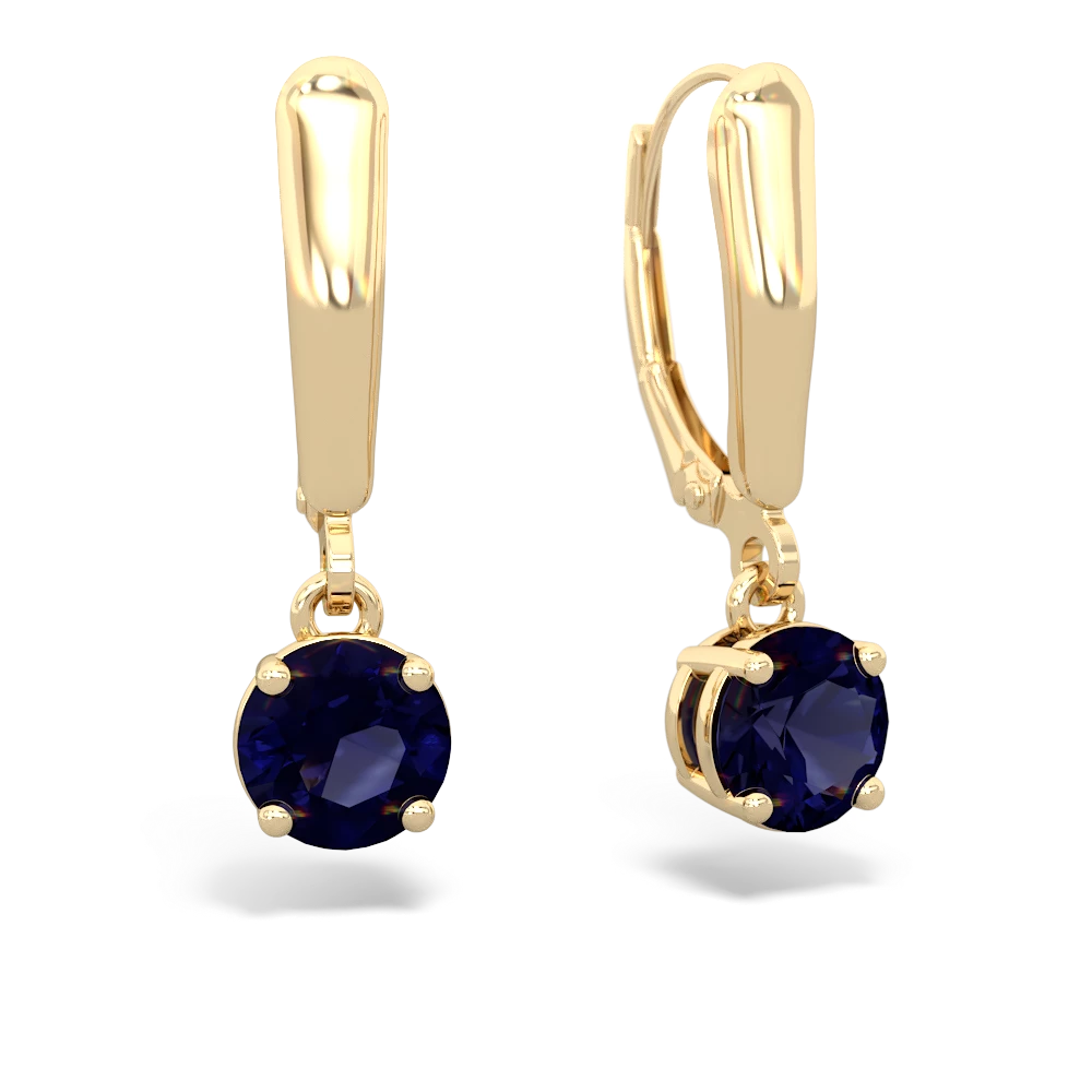 Sapphire 6Mm  Round Lever Back 14K Yellow Gold earrings E2786