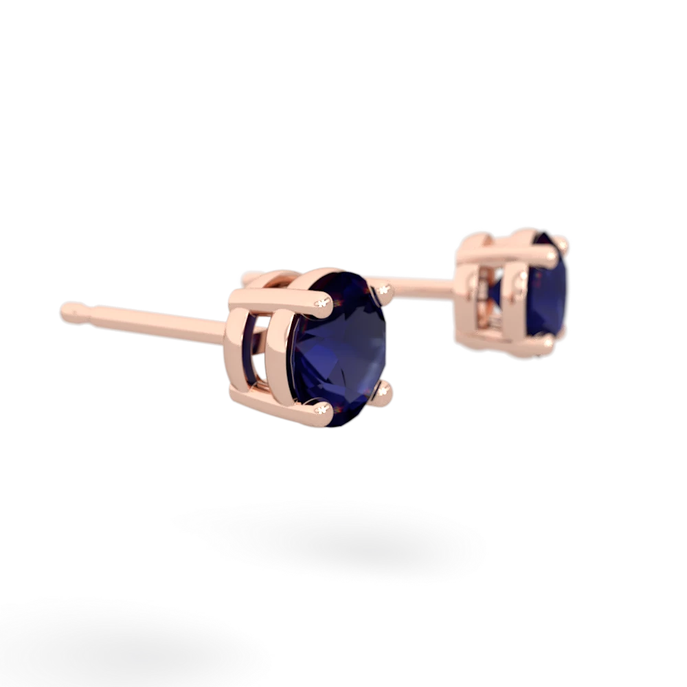 Sapphire 5Mm Round Stud 14K Rose Gold earrings E1785