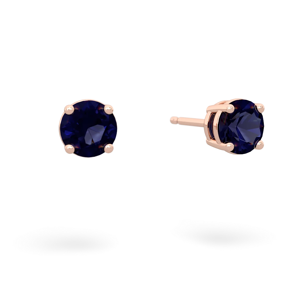 Sapphire 5Mm Round Stud 14K Rose Gold earrings E1785