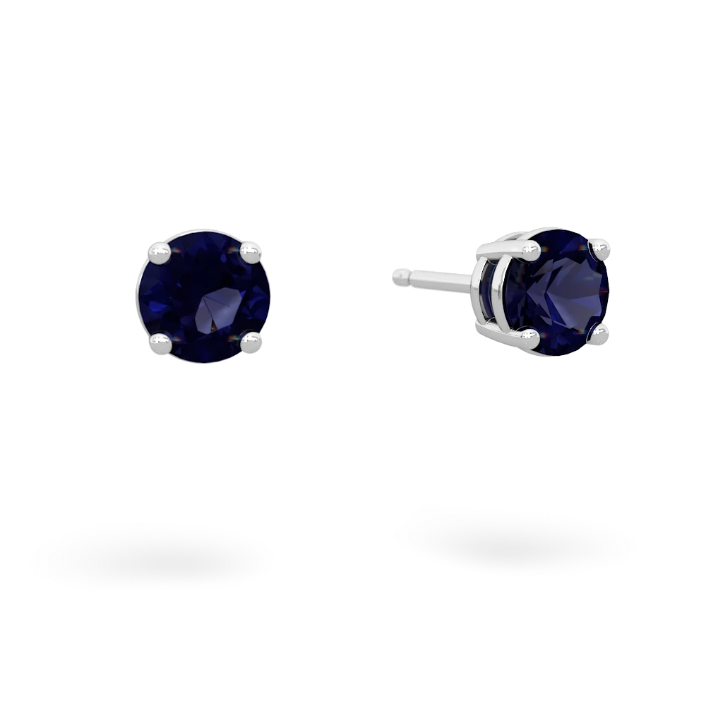 Sapphire 5Mm Round Stud 14K White Gold earrings E1785