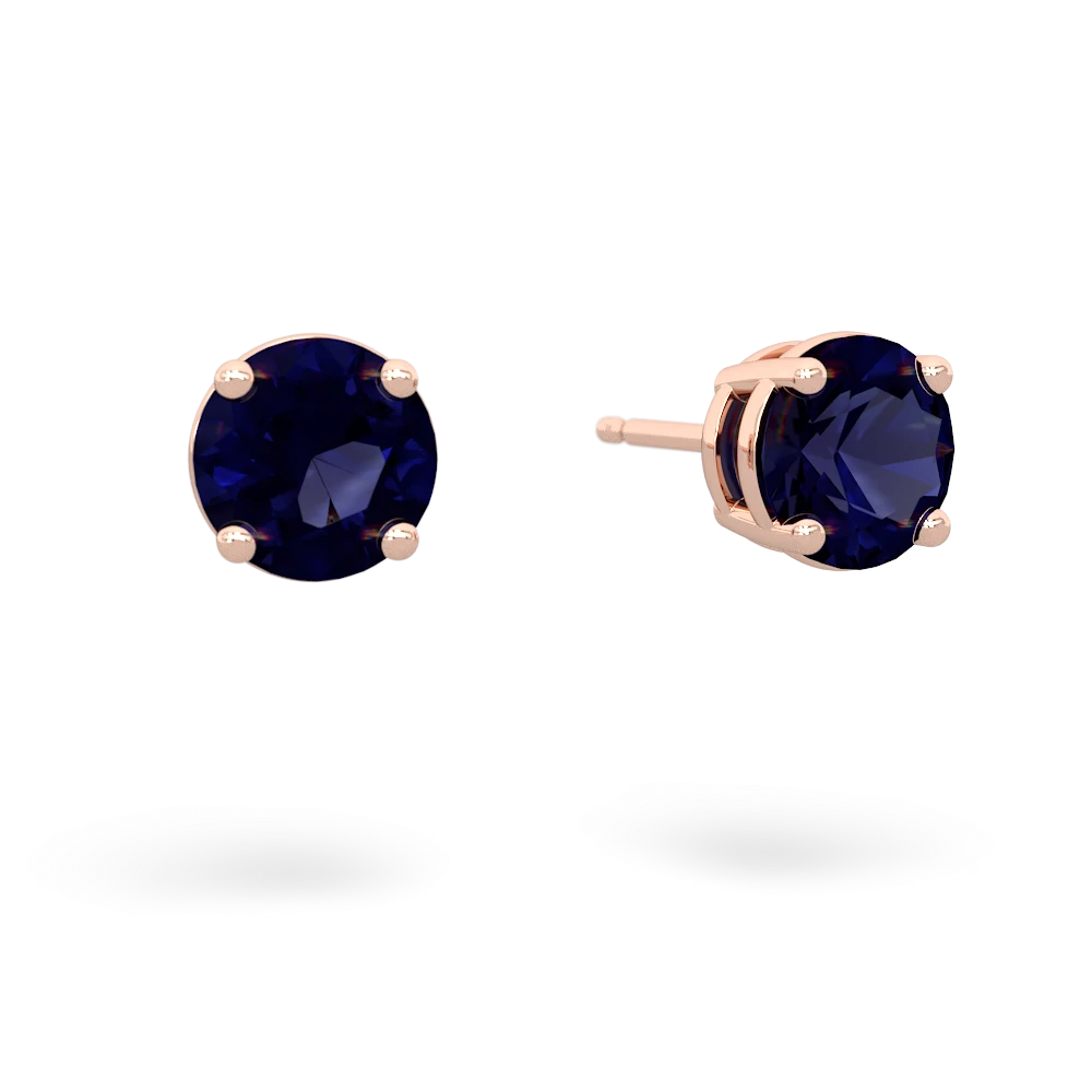 Sapphire 6Mm Round Stud 14K Rose Gold earrings E1786