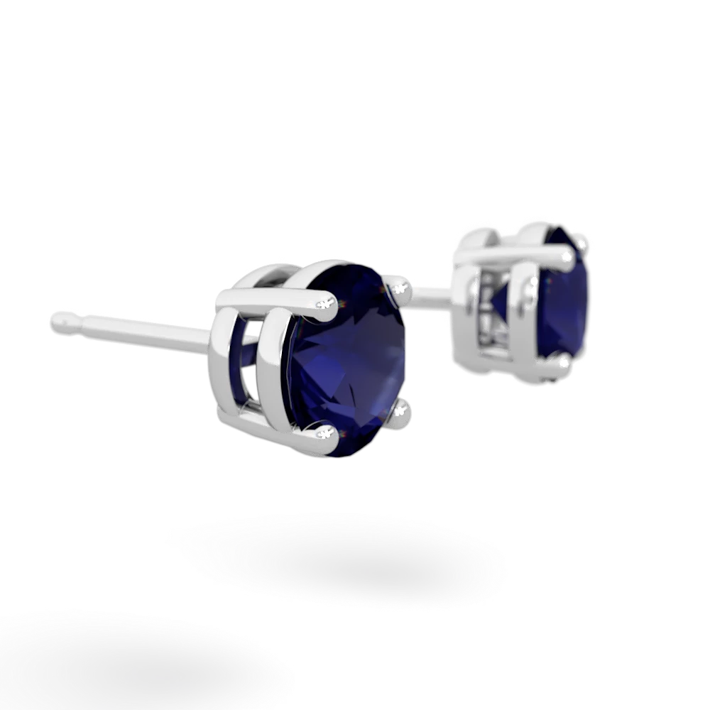 1.80 cttw 6 MM Created Blue Sapphire Stud Earrings 14K White Gold Cush -  Vir Jewels