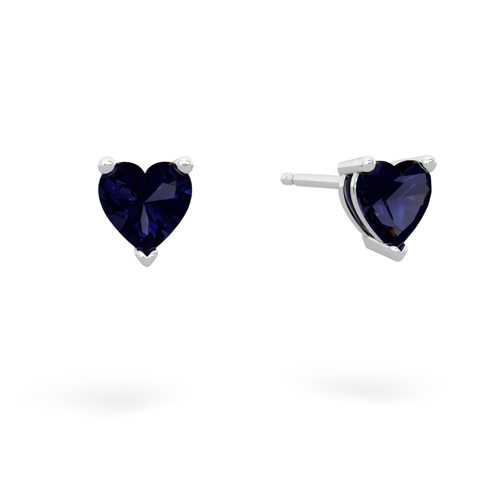 Sapphire 5Mm Heart Stud 14K White Gold earrings E1861